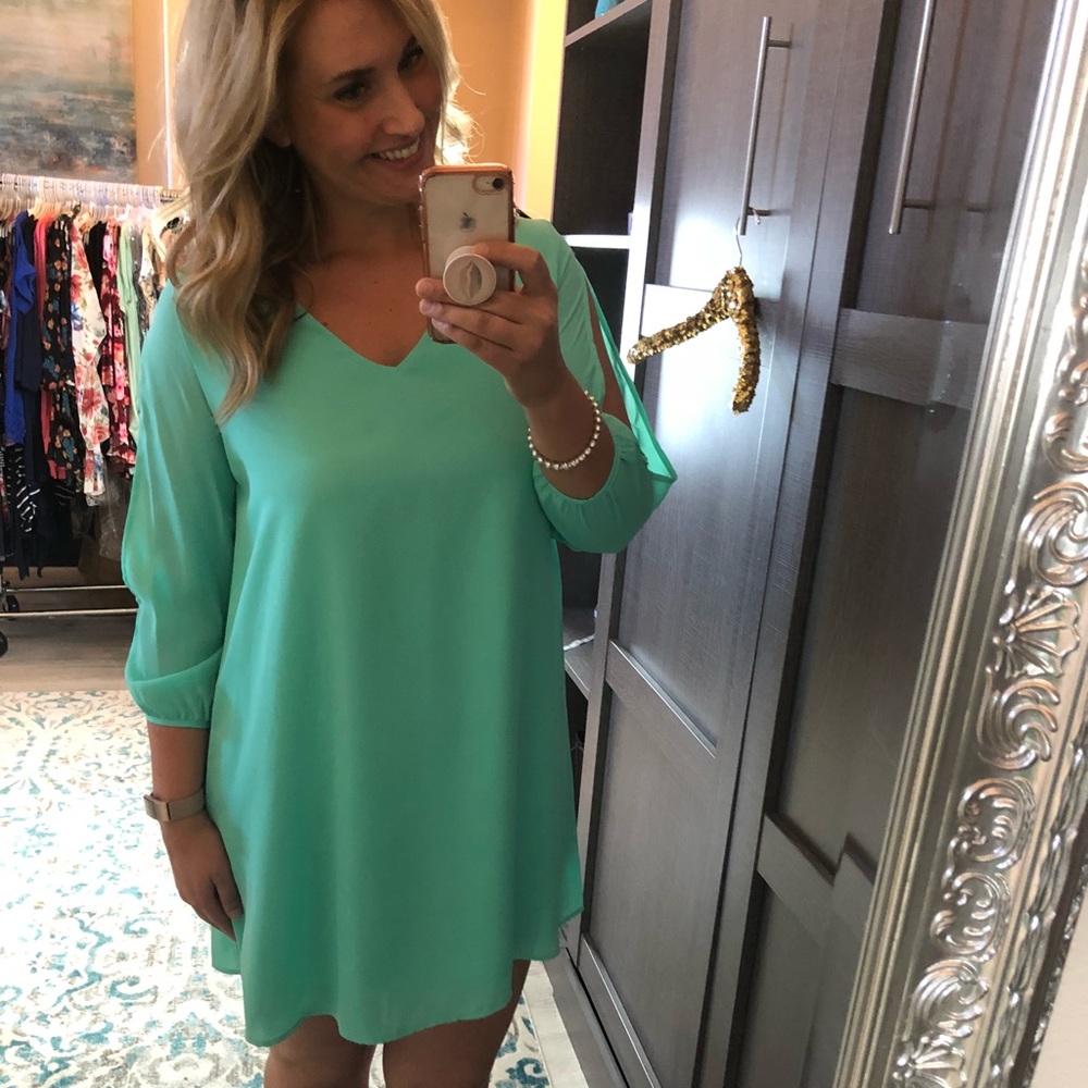 Last 2! S, L Pretty Mint dress - Picture 2 of 2